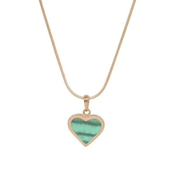 Yellow Gold Malachite Heart Shaped Pendant