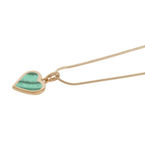 Yellow Gold Malachite Heart Shaped Pendant