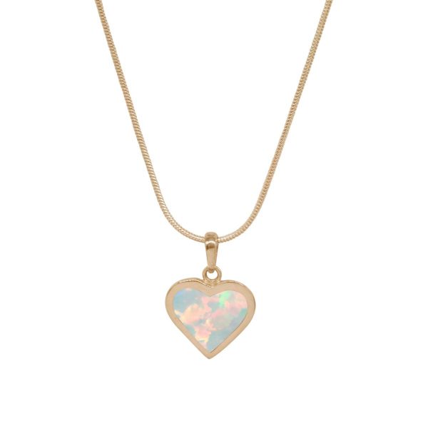 Yellow Gold Opalite Sun Ice Heart Shaped Pendant