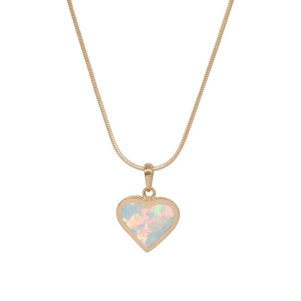 Yellow Gold Opalite Sun Ice Heart Shaped Pendant