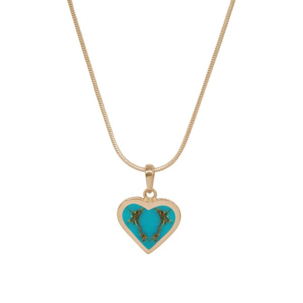 Yellow Gold Turquoise Heart Shaped Pendant