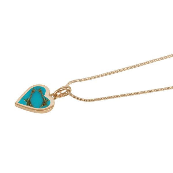 Yellow Gold Turquoise Heart Shaped Pendant