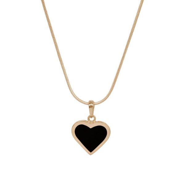 Yellow Gold Whitby Jet Heart Shaped Pendant