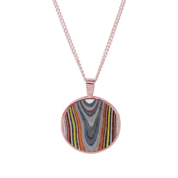 Rose Gold Fordite Double Sided Pendant