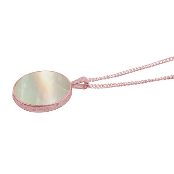 Rose Gold Mother of Pearl Round Double Sided Pendant