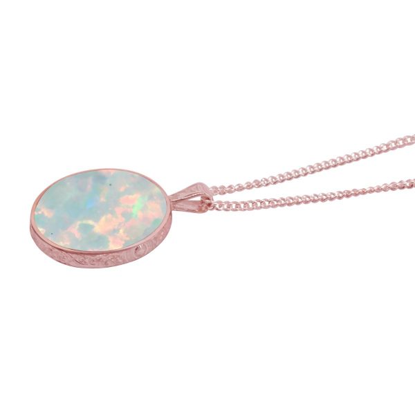 Rose Gold Opalite Sun Ice Round Double Sided Pendant