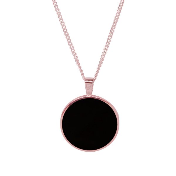 Rose Gold Whitby Jet Double Sided Pendant