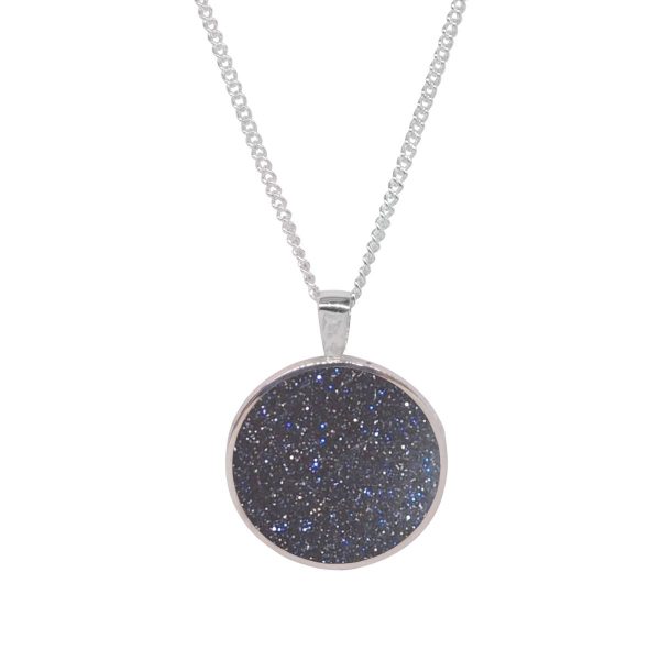 Silver Blue Goldstone Double Sided Pendant