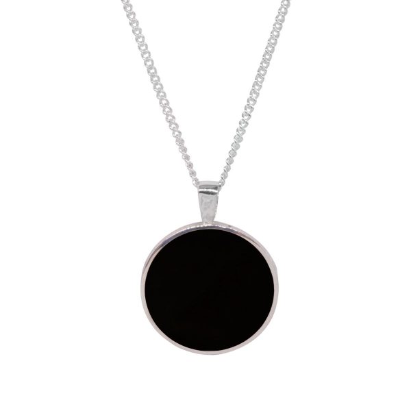 Silver Whitby Jet Double Sided Pendant