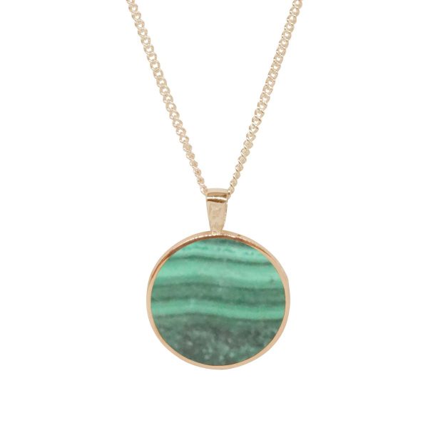 Yellow Gold Malachite Double Sided Pendant