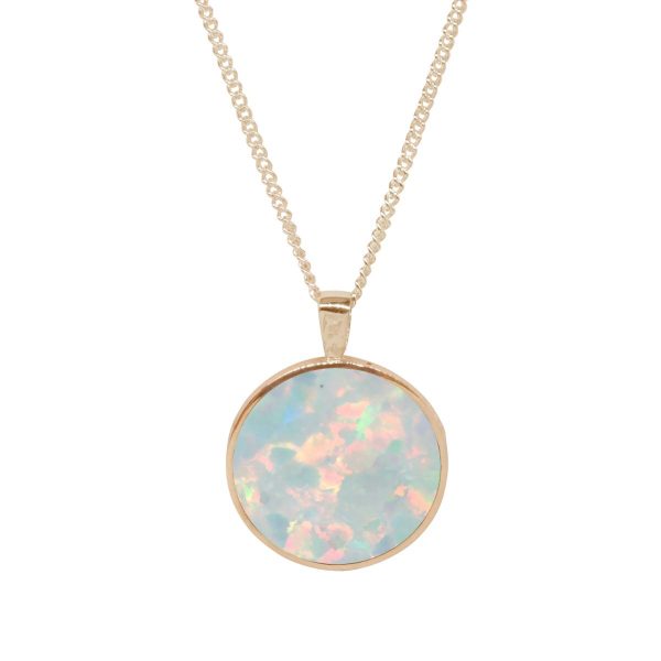 Yellow Gold Opalite Sun Ice Double Sided Pendant