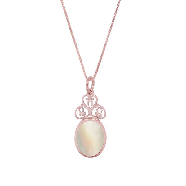 Rose Gold Mother of Pearl Oval Double Sided Pendant