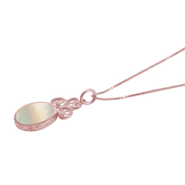 Rose Gold Mother of Pearl Oval Double Sided Pendant