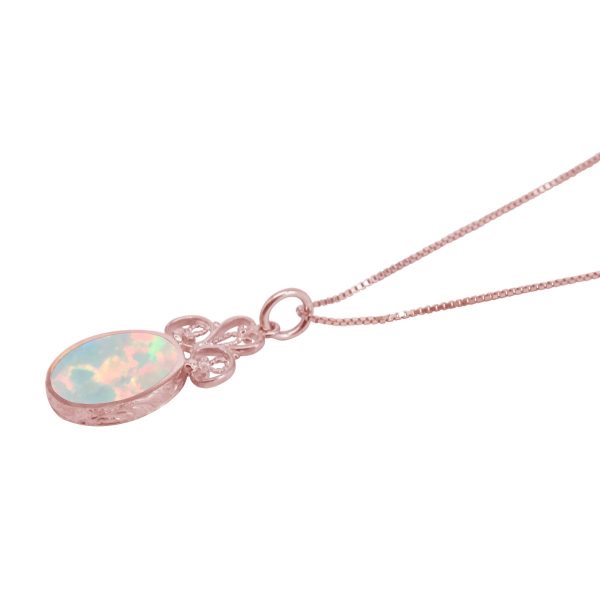 Rose Gold Opalite Sun Ice Oval Double Sided Pendant