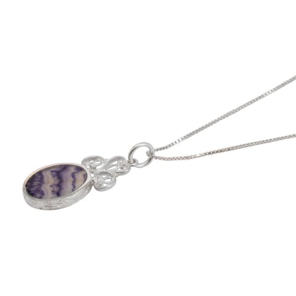 Silver Blue John Oval Double Sided Pendant