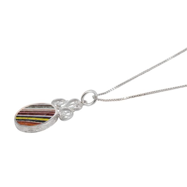 Silver Fordite Oval Double Sided Pendant