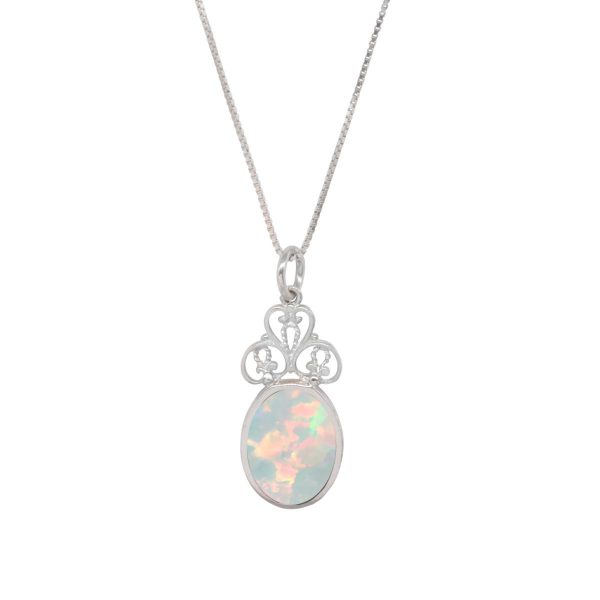 Silver Opalite Oval Double Sided Pendant