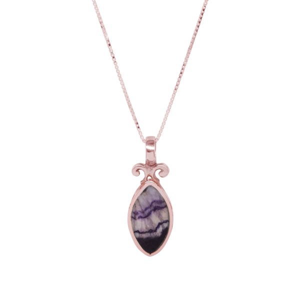 Rose Gold Blue John Double Sided Pendant