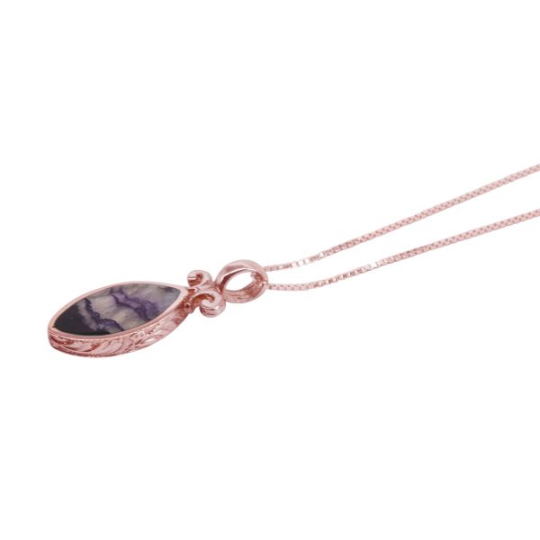 Rose Gold Blue John Double Sided Pendant