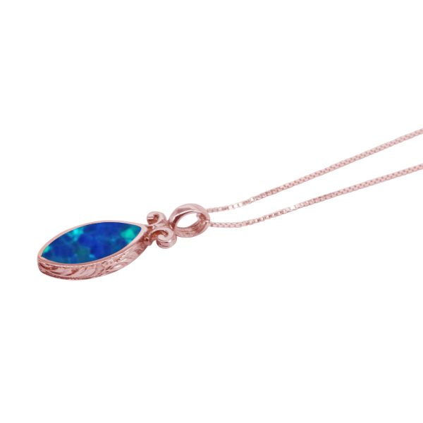 Rose Gold Opalite Cobalt Blue Double Sided Pendant