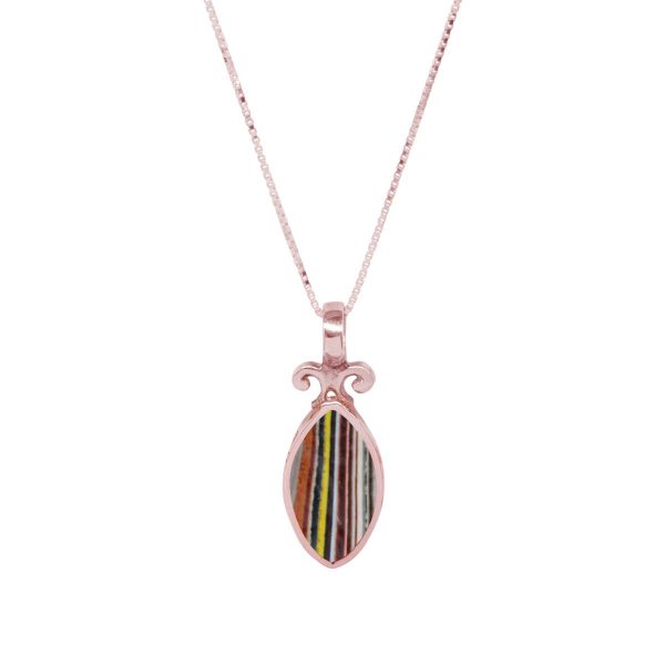 Rose Gold Fordite Double Sided Pendant