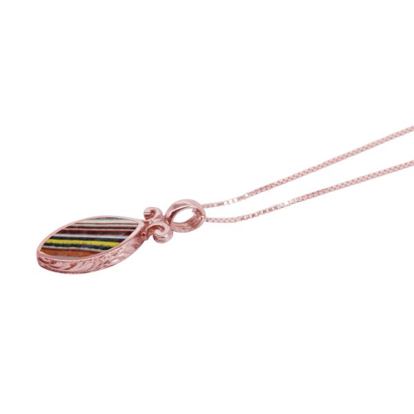 Rose Gold Fordite Double Sided Pendant