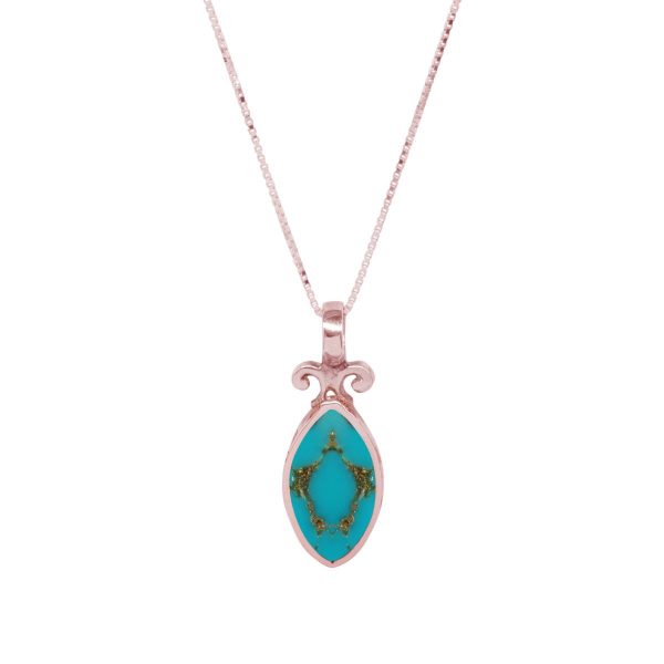 Rose Gold Turquoise Double Sided Pendant