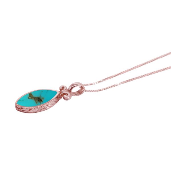 Rose Gold Turquoise Double Sided Pendant