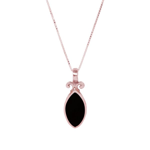 Rose Gold Whitby Jet Double Sided Pendant