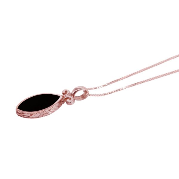 Rose Gold Whitby Jet Double Sided Pendant