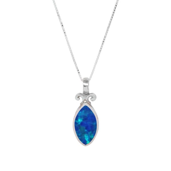 Silver Opalite Cobalt Blue Double Sided Pendant