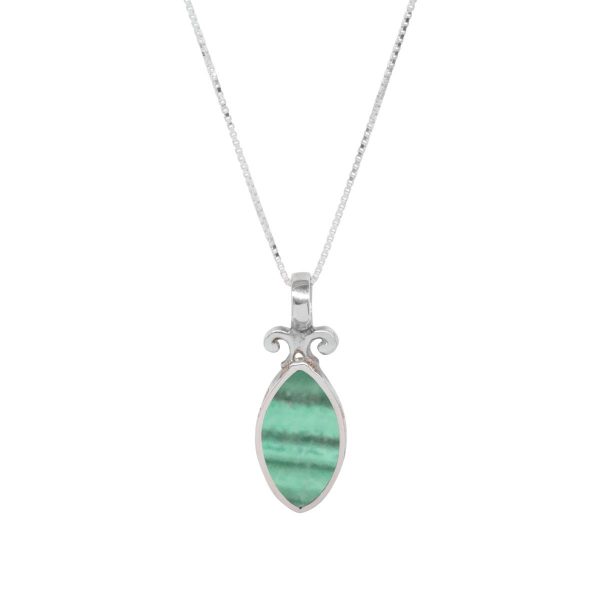 Silver Malachite Double Sided Pendant