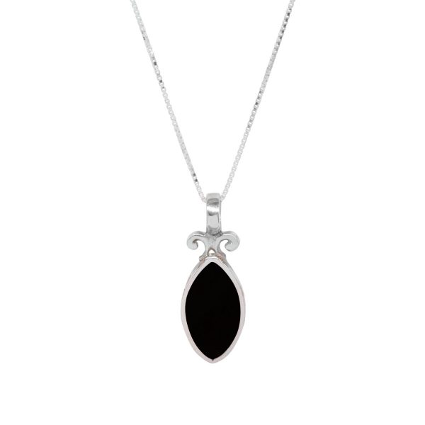 Silver Whitby Jet Double Sided Pendant