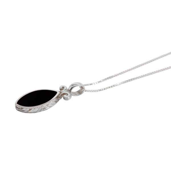 Silver Whitby Jet Double Sided Pendant