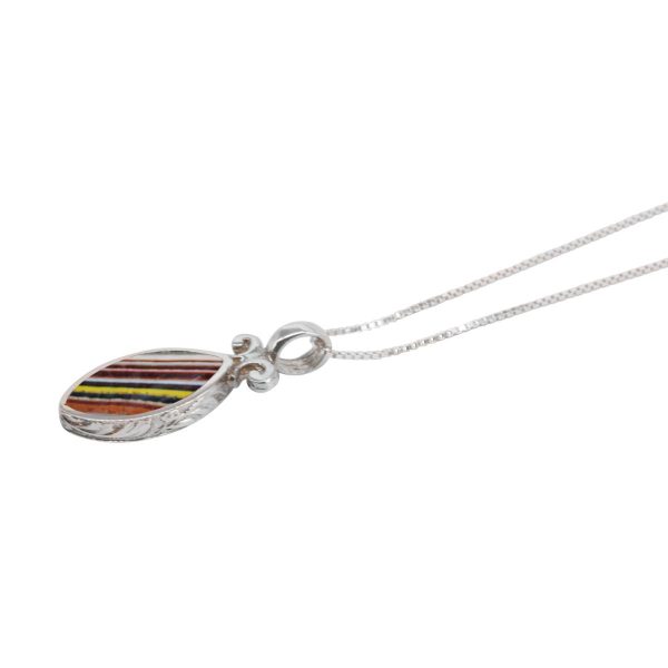White Gold Fordite Double Sided Pendant
