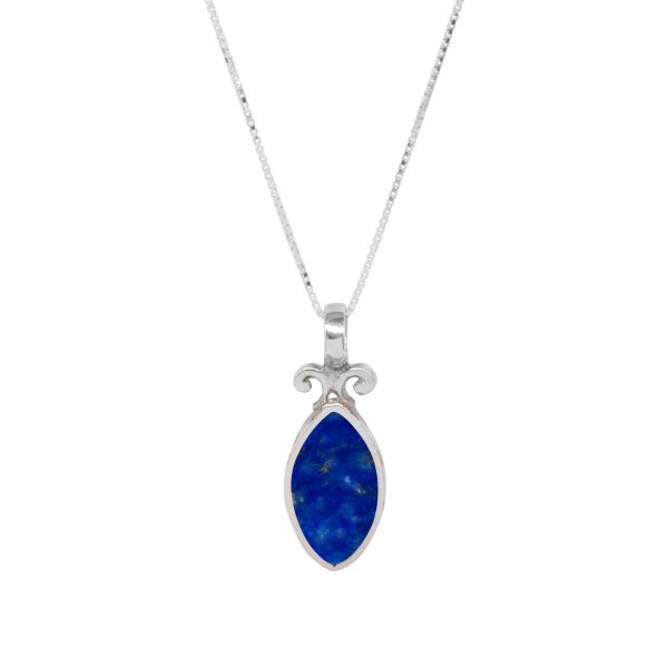 White Gold Lapis Double Sided Pendant