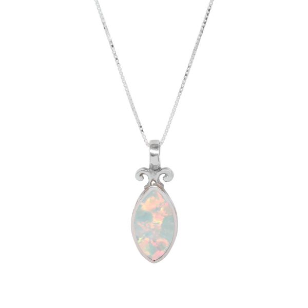 White Gold Opalite Sun Ice Double Sided Pendant