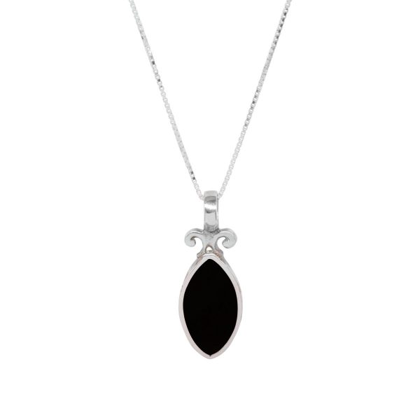White Gold Whitby Jet Double Sided Pendant