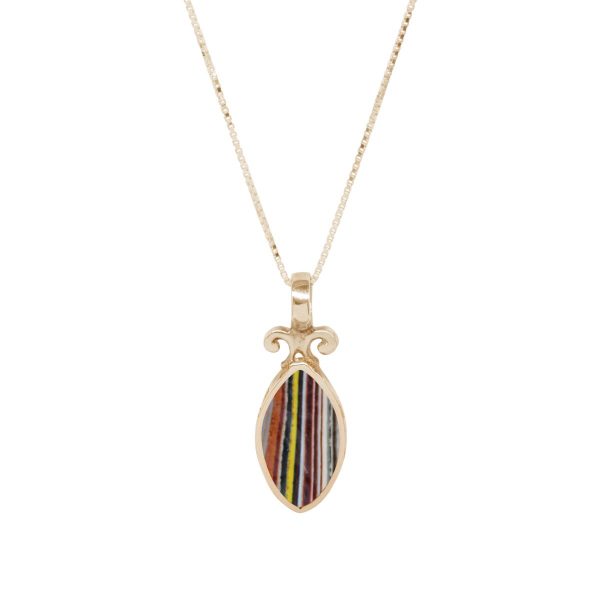 Yellow Gold Fordite Double Sided Pendant