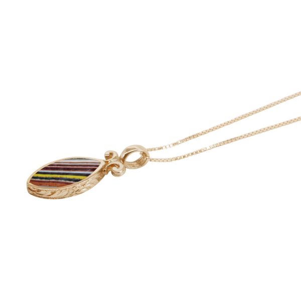 Yellow Gold Fordite Double Sided Pendant