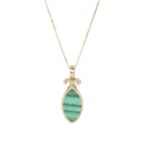 Yellow Gold Malachite Double Sided Pendant