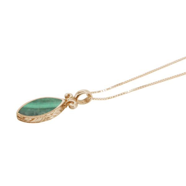 Yellow Gold Malachite Double Sided Pendant