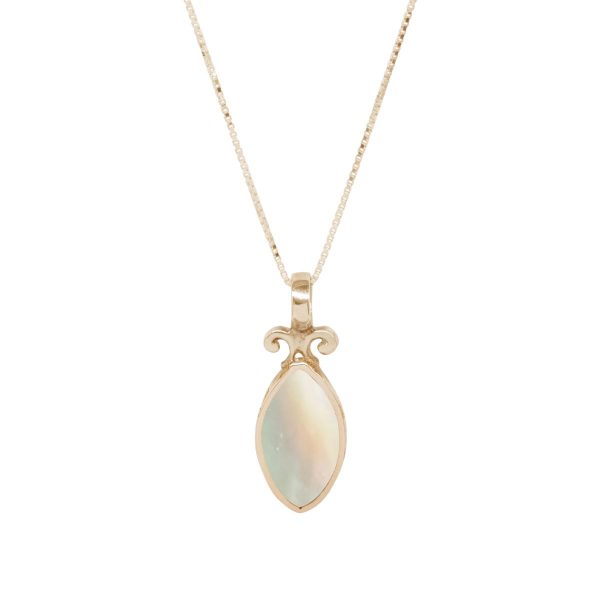 Yellow Gold Mother of Pearl Double Sided Pendant