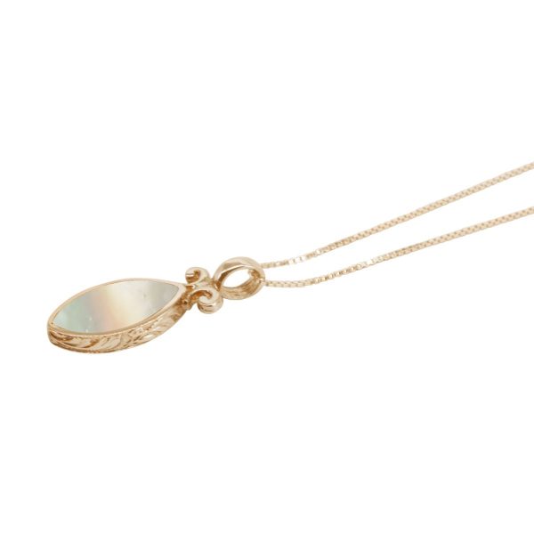 Yellow Gold Mother of Pearl Double Sided Pendant