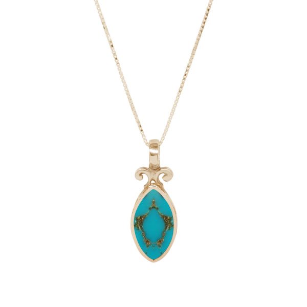 Yellow Gold Turquoise Double Sided Pendant