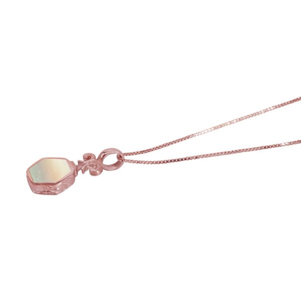 Rose Gold Mother of Pearl Hexagonal Double Sided Pendant