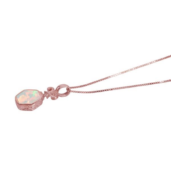 Rose Gold Opalite Sun Ice Hexagonal Double Sided Pendant