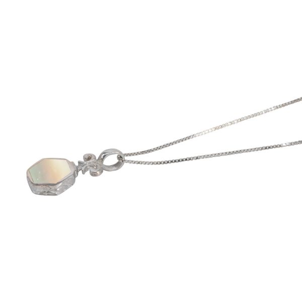 Silver Mother of Pearl Hexagonal Double Sided Pendant