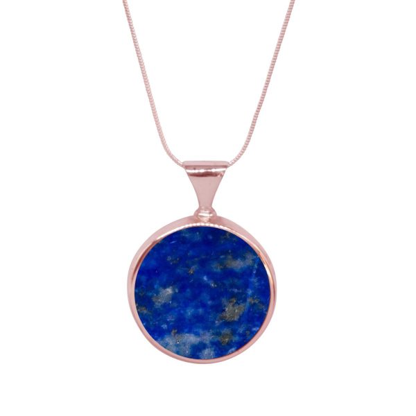 Rose Gold Lapis Round Double Sided Pendant