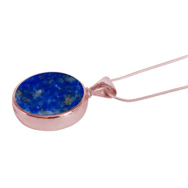 Rose Gold Lapis Round Double Sided Pendant